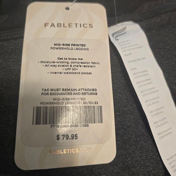 Fabletics Mid Rise Power Hold Black Camoflauge Athletic Hiking Leggings 3x NWT - Picture 5 of 6